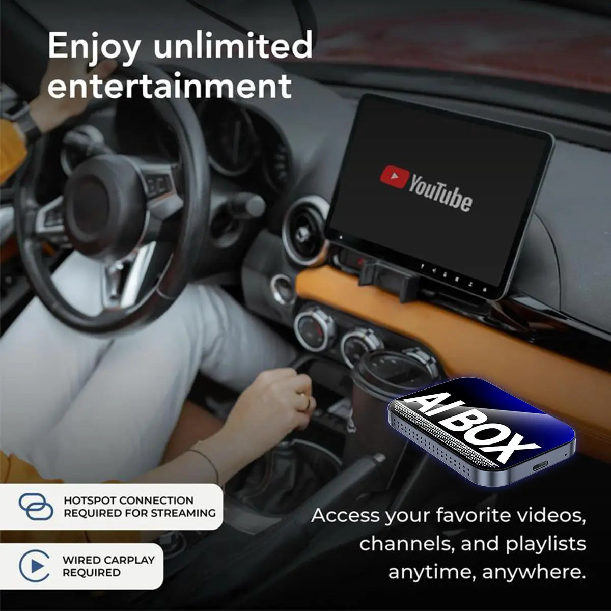 【Springglowup】Makasri Wired to Wireless Carplay Adapter【Not Support for Tesla & Bmw】Supports Netflix/Youtube/Tiktok APP to Play Video on a Car Screen (Do Not Support Vehicles with Built-In Wireless Carplay) ,Your Entertainment Co-Pilot on the Road!