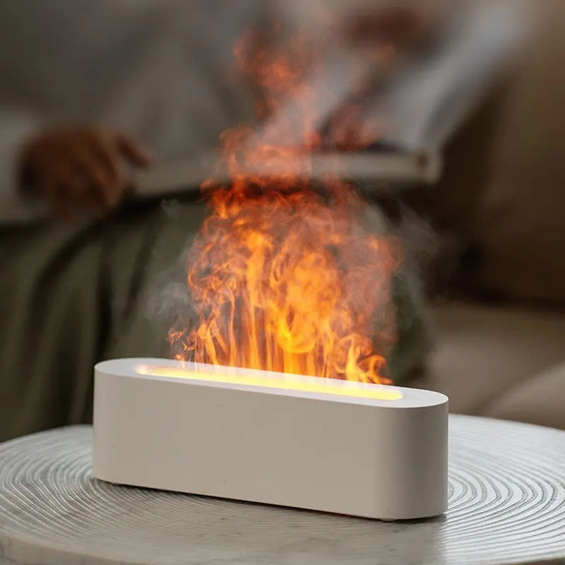 Newest RGB Flame Aroma Diffuser Humidifier USB Desktop Simulation Light Aromatherapy Purifier Air for Bedroom with 7 Colors